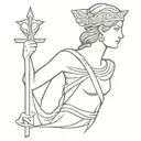 A minimalist tattoo of the Greek goddess Athena, representing wisdom and strategy tattoo design idea