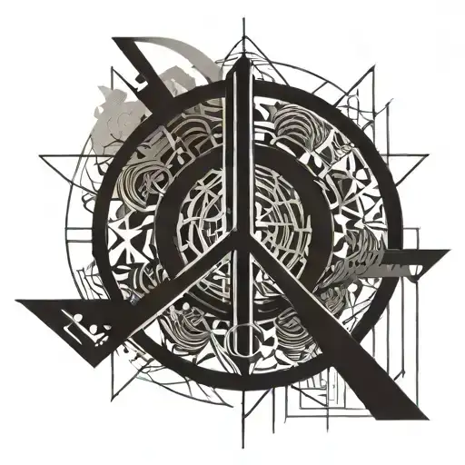 An upside down peace sign in a dystopia signalling no peace tattoo design idea