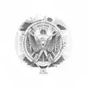 in punjab map, a tractor in the fields, hawk is flying tattoo design idea