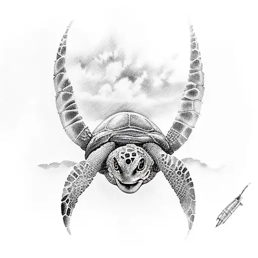 tortuga con sol tattoo design idea