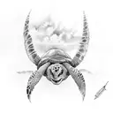 tortuga con sol tattoo design idea