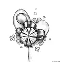 4 leaf clover balloons  tattoo design idea