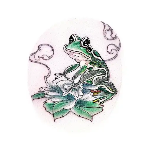 Yarissa with frog in cursive bold  tattoo design idea