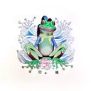 Yarissa with frog in cursive bold  tattoo design idea
