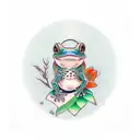 Yarissa with frog in cursive bold  tattoo design idea