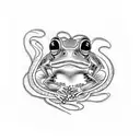 Yarissa with frog in cursive bold  tattoo design idea
