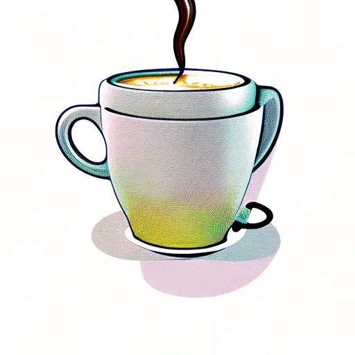 coffee cup with coffee beans tattoo design idea