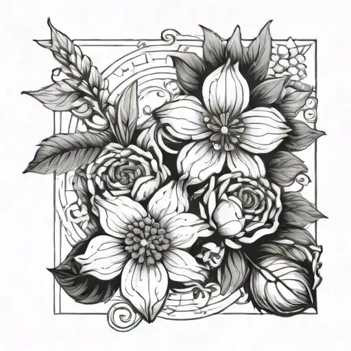 brandy(alcohol), Bluebelle(flower) and jupiter(planet) tattoo design idea