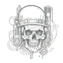 Incorporate a microphone and a skull into a tattoo design inspired by hip hop music and horror movies tattoo design idea