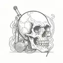 Incorporate a microphone and a skull into a tattoo design inspired by hip hop music and horror movies tattoo design idea