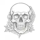 Incorporate a microphone and a skull into a tattoo design inspired by hip hop music and horror movies tattoo design idea