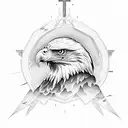 eagle with cross tattoo design idea