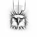 eagle with cross necklace tattoo design idea