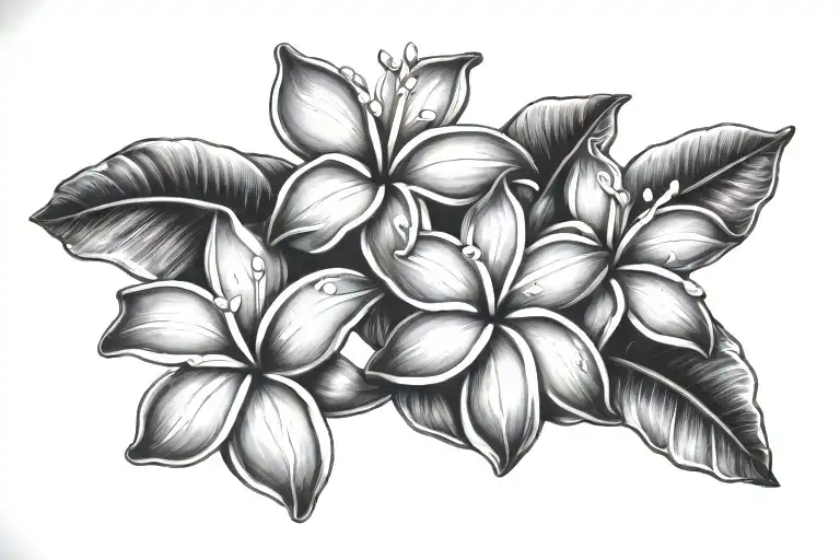 hawaiian islands and plumeria flowers intertwined tattoo design idea
