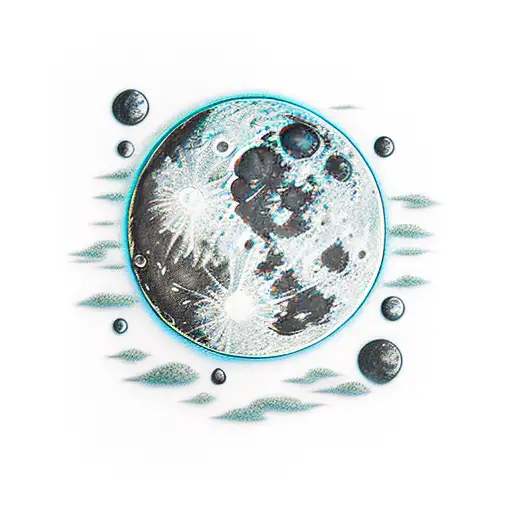 Moon rising from a river tattoo design idea