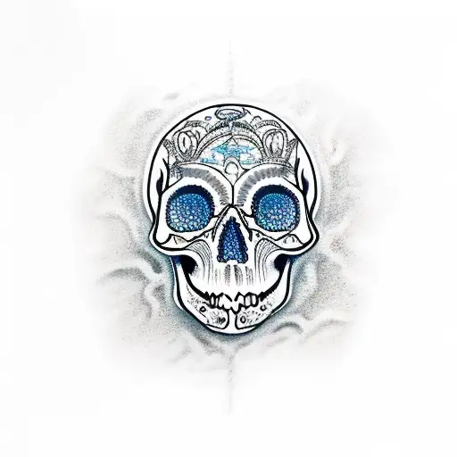 ocean botton skull tattoo design idea