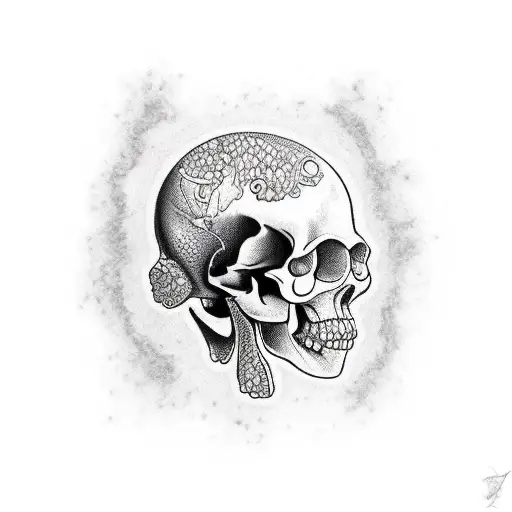 cracked skull ocean botton  tattoo design idea