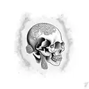 cracked skull ocean botton  tattoo design idea
