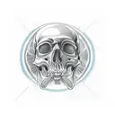 cracked skull ocean botton  tattoo design idea