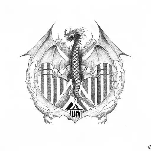 union jack with a black dragon behind it tattoo design idea