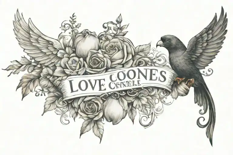 Love Conquers All in Latin tattoo design idea