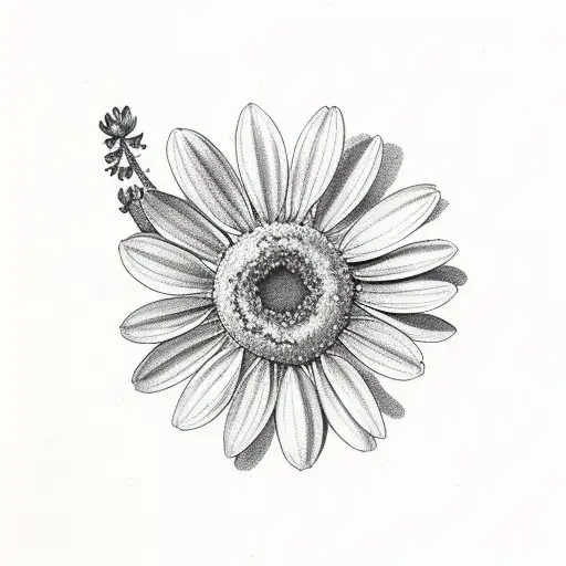 blueberries with daisies botanical stem tattoo design idea