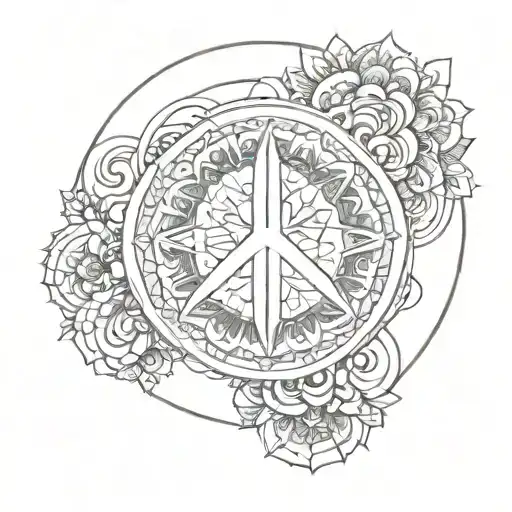 mandala with peace sign in the center  tattoo design idea