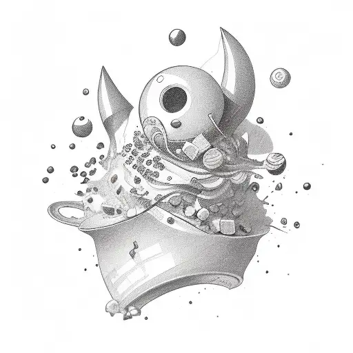 Seratonin molecule with Coffee and chocolate on the ends tattoo design idea