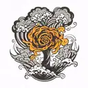 tornado engulfing tattoo design idea