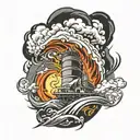 tornado engulfing tattoo design idea