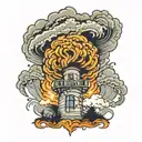 tornado engulfing tattoo design idea