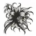 spider lily, spider with thin legs, shadows tattoo design idea