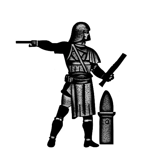 a roman soldier holding a glock tattoo design idea