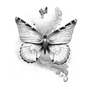 butterfly with letter gk tattoo design idea