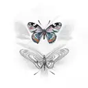 butterfly with letter gk tattoo design idea