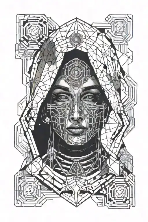 nun crying face tattoo design idea