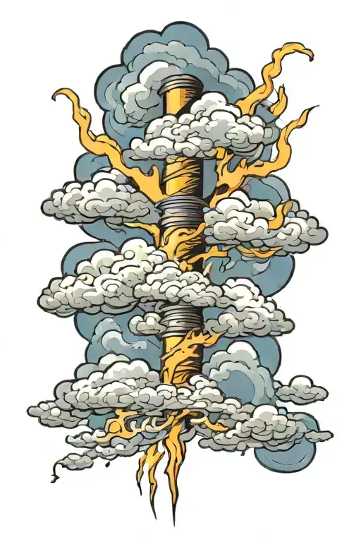 Clouds wrapping around arm with lightning striking down on a certain point  tattoo design idea