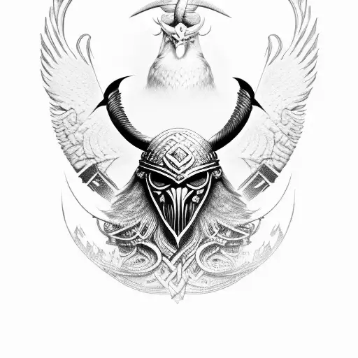 viking crow tattoo design idea