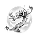 A dragon intertwined with a blooming cherry blossom tree tattoo design idea