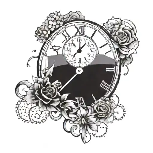 clock face showing 5 minutes past five tattoo design idea