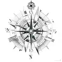 compass and cross combination  tattoo design idea