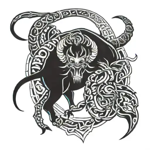 bull and scorpion intertwined tribal tattoo tattoo design idea