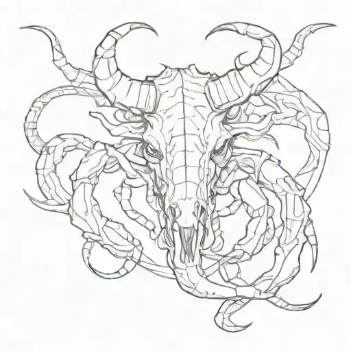 bull and scorpion entangled tattoo design idea