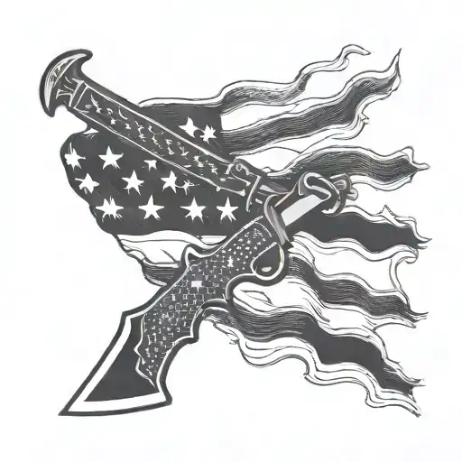 ka-bar and american flag tattoo design idea