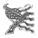 ka-bar and american flag tattoo design idea