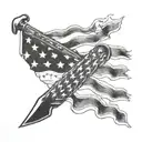 ka-bar and american flag tattoo design idea