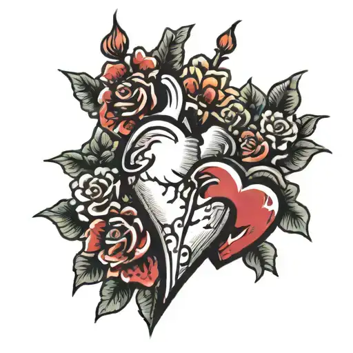 broken heart mended by two children tattoo design idea