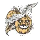 pumpkin, swan, libra constellation intertwined tattoo design idea