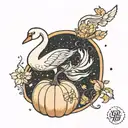 pumpkin, swan, libra constellation intertwined tattoo design idea