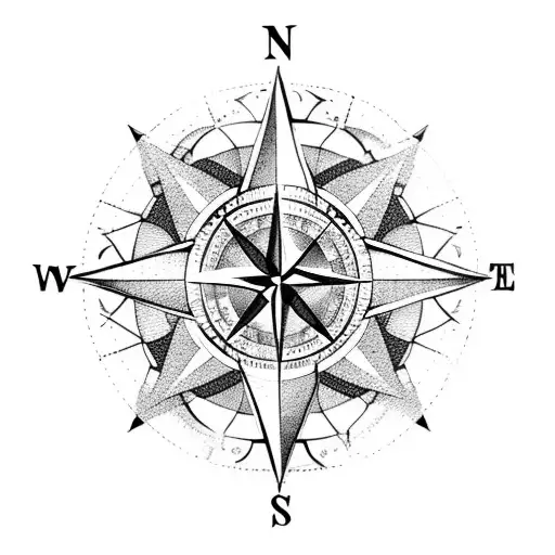 Compass Rose mixed with the scout lis flower tattoo design idea